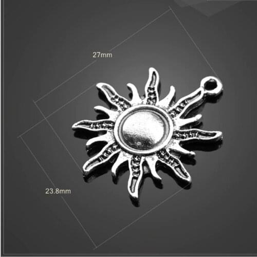 High Quality 20 Pieces/Lot 23.8mm*27mm Alloy Silver plated Or Bronze Plated Religious Sun Charms For Jewelry Making