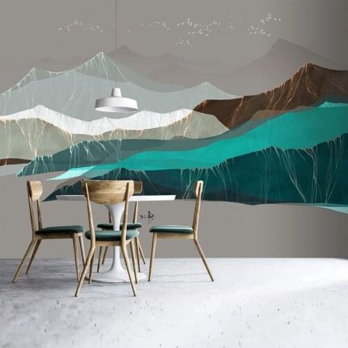 Custom Mural Wallpaper Chinese Style Modern Light Luxury 3D Abstract Ink Landscape Background Wall Mural Papel De Parede Sala 3D