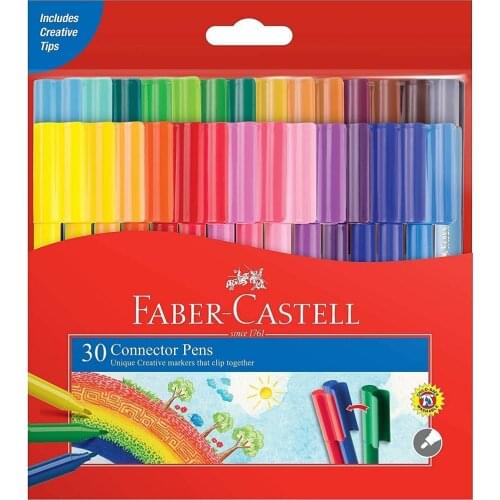 30 pcs Faber Castell Unique Colour Markers That Clip Together Brilliant Mandala Original Set Bright Connector Pens Writing Art