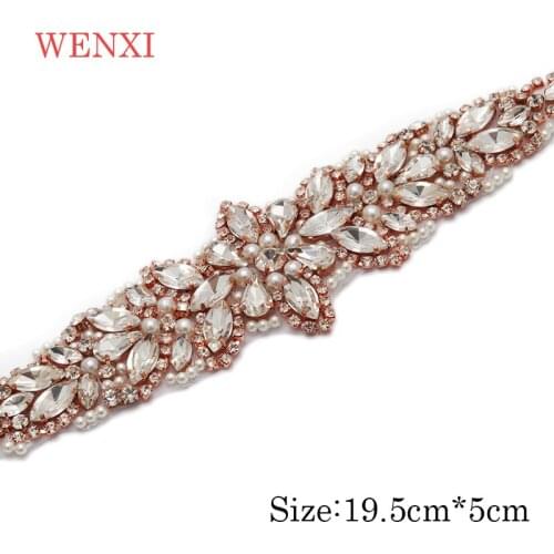 WENXI 30pcs Wholesale Bridal Gown Sash Crystal Rhinestonesd Appliques Sewing On For Wedding Dress Accessory WX940