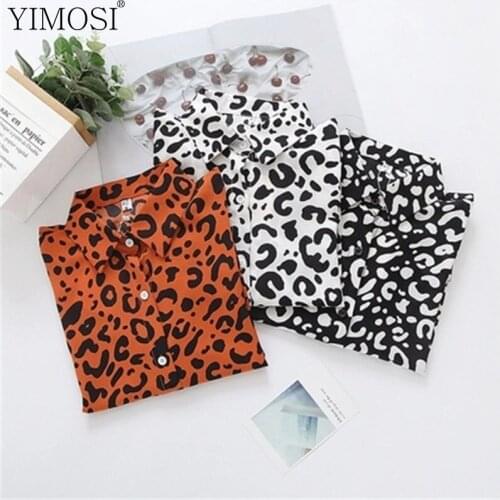 2021 Spring Autumn Leopard Printed Women Blouse Shirts Ladies Long Sleeve Turn Down Collar Korean Office Tops