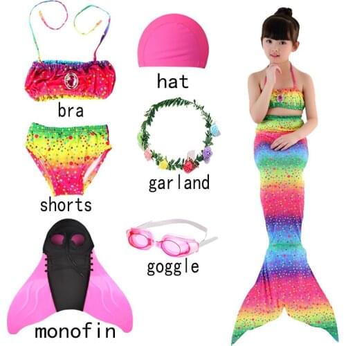 Little Mermaid Tails For Swimming Women Costume Water Show Top Shorts Cosplay Girls Swimsuit Kids Children Swimmable