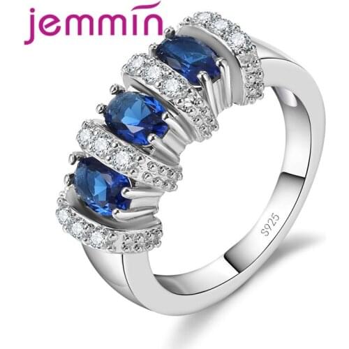 Boutique Lady Shiny CZ Cubic Zircon 925 Sterling Silver Engagement Rings Anillos Mujer Jewelry For Women Wedding Fine Bijoux