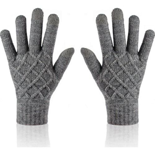 Men Women Winter Warm Knit Full Finger Mittens Female Pineapple Pattern Touch Screen Velvet Warm Cycling Driving Gloves L74L