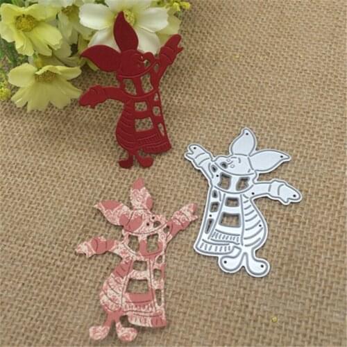 Winter cute pink pig cartoon doll movie Metal Cutting Dies Stencils Scrapbooking Photo Album Card Paper Embossing Craft DIY