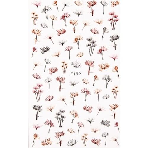 1 Sheet Nail Stickers Black White Geometric Flower Letter Patterns Adhesive Transfer Decals Nail Art DIY Design Decoration