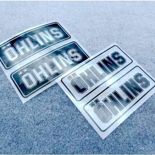 1 Pair Of DIY Reflective Motorcycle Stickers Decorative Fuel Tank Motor Side Car Damping Stickers Logo Pad Fairing OHLINS Ohlins