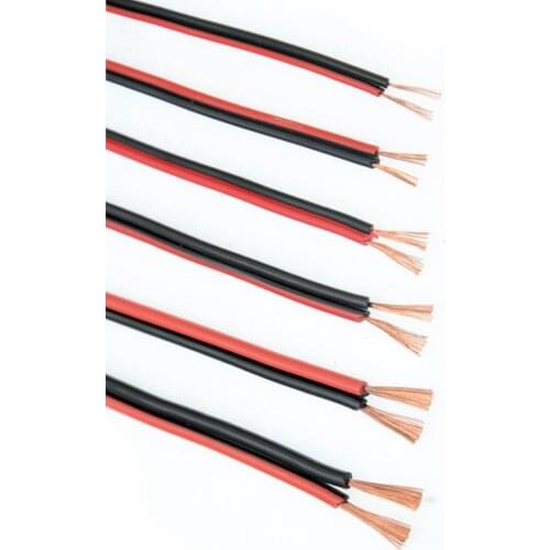 10M Red Back Oxygen-free Copper Wire 13awg 15awg 17awg 18 20 22 awg 2-core Parallel Wire Power Cord Led Speaker rvb Sheath Wre