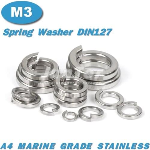 1000pcs/lot DIN127 M3 Spring Washer A4 Marine Grade Stainless