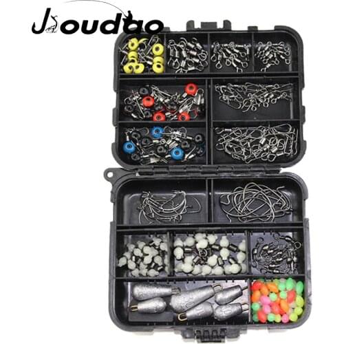 177pcs Fishing Accessories Kit Set with Fishing Tackle Box Including Fishing Sinker Weights Fishing Swivels Snaps Jig Hook Pesca