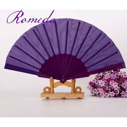 20pcs/lot Spain Hand Folding Fan with Polyester Fabric and Plastic Ribs Fan Single Sides Cloth without Any Logo Fan