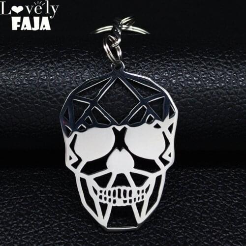 2021 Fashion Skull Stainless Steel Keychain Women/Men Silver Color Pendant Key Jewelry acero inoxidable joyeria mujer K77798B