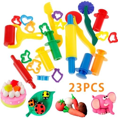 23pcs/set Clay Tools DIY Color Play Dough Plasticine Tools Educational Plasticine Mold Modeling Clay Kit Kid Cutters Moulds Toy