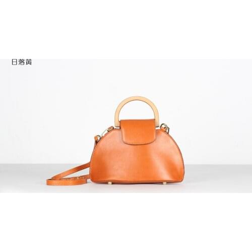 234-1 Cow Leather Handmade Women Small Handbag Solid Crossbody