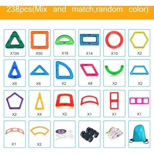 238pcs Magnetic Block Contructor DIY Magnets Building Blocks Educational Magnetic Designer Magnet Toys For Children Gift