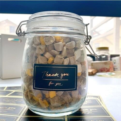 60pcs/lot 'Thank You' Black Adhesive Paper Sealing Sticker Handmade Products Package Label For Baking