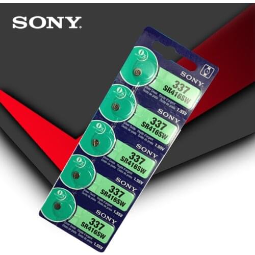 5pcs Sony 100% Original 337 SR416SW 1.55V Silver Oxide Watch Battery SR416SW 337 Button Coin Cell MADE IN JAPAN