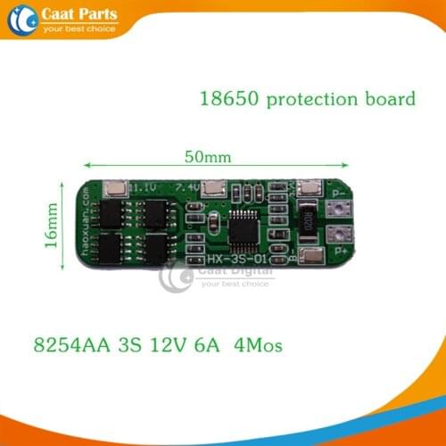 Free Shipping! 18650 battery protection board 3S 10.8V 11.1V 12V 12.6V 4Mos 6A lithium battery protection board