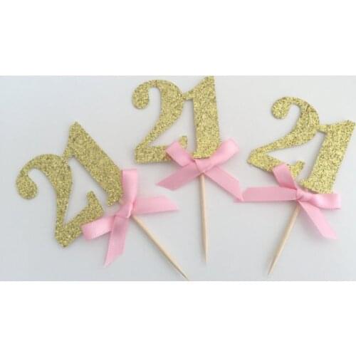Custom number glitter sweet 21st cupcake Toppers baby bridal shower birthday wedding party cake decorations food picks supplies