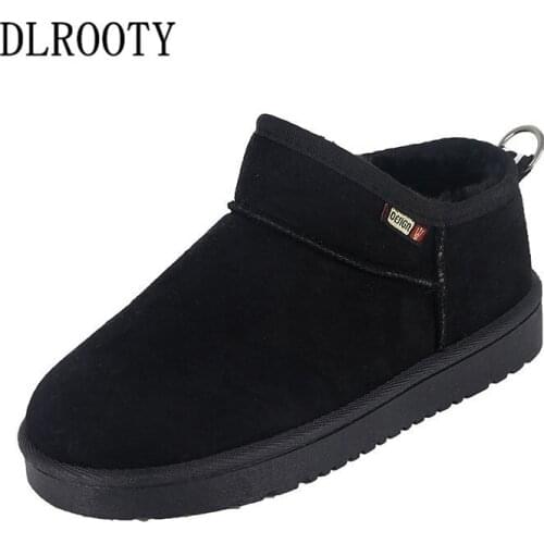 Women Snow Boots Ankle Winter Warm Short Plush Female Casual Shoes Female Flat Fashion Solid Platform Round Toe Slip On