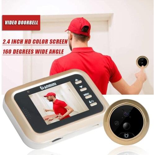 DANMINI Q8 2.4" LCD Color Screen Digital Door Peephole Viewer HD IR Night Vision Door Camera PIR Motion Detection Video Doorbell