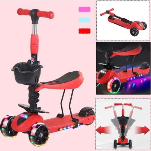 Kids Scooter Car for Kids 3-9 Years Old Skater Surf Scooter with Flashing Wheels Folding 2 In 1 Scooter Baby Walker Outdoor Toys