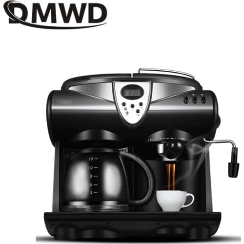 DMWD 1.5L Office Automatic Expresso Coffee Machine American Cafe Maker Coffee Pot Steam Bubble Milk Frother 20bar LCD Screen