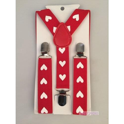 Hot Boys Girls Kids Children Toddlers Party Heart Y-Back Braces Red Black Color Adjustable Elastic Clip-on Suspenders YHH0034