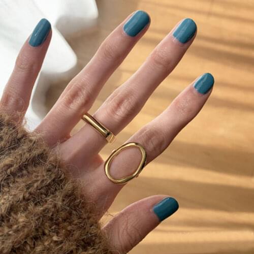 HUANZHI 2020 New Trendy personality Simple Irregular Geometric Oval Hollow Out Opening Ring For Women Girls Party Jewelry Gift