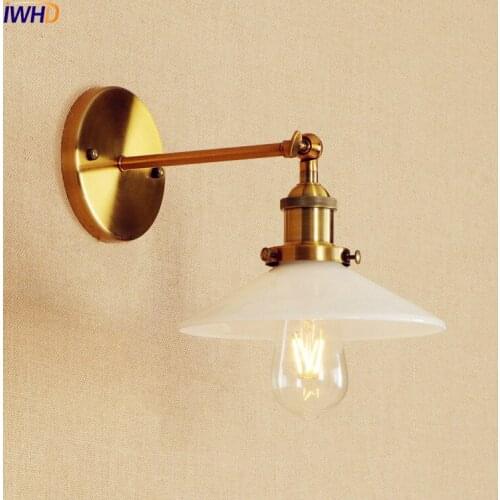 IWHD Glass Gold Wall Lamp Vintage LED Edison Style Home Lighting Adjustable Arm Industrial Retro Wall Light Sconce Wandlamp