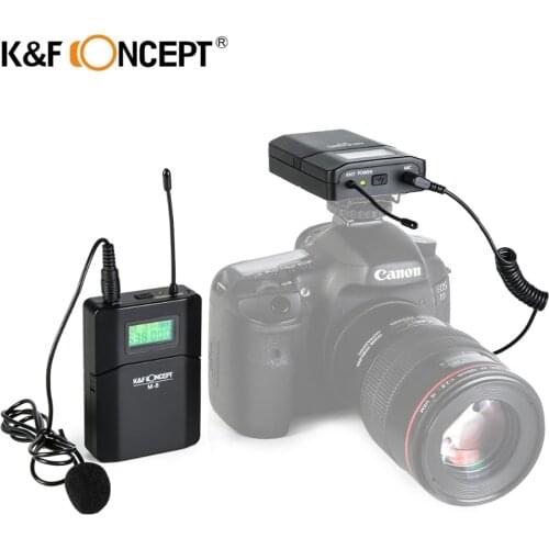 K&F CONCEPT M-8 Camera Microphone Wireless Lavalier Mic Receiver +Transmitter Record Radio for Nikon Canon Sony DSLR Microfone
