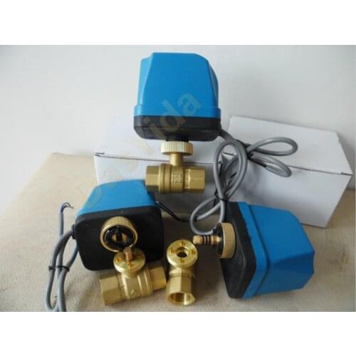 DN15(G 1/2") AC220V 2 way 3 wire motorized brass ball valve with electric actuator controller