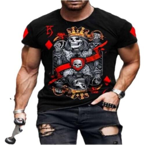 Summer Men T Shirt Street European and American Fashion Scary Skull 3d Clothes Large Size Mens Tops Loose Pullover T Shirts