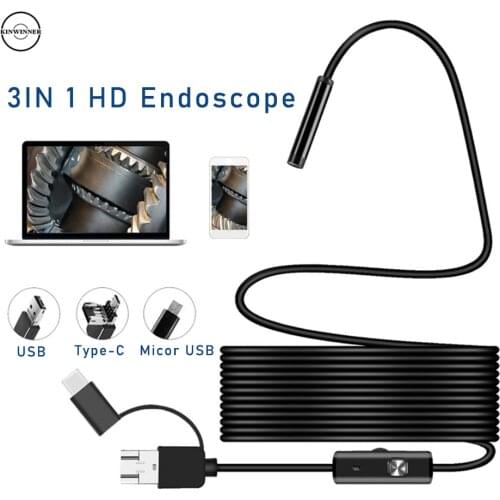 Mini HD 3.9mm Soft And Hard Endoscope Camera Computer USB Android Type C Endoscope Camera 5.5,7 ,8 mm Diameter Waterproof 5M 10M