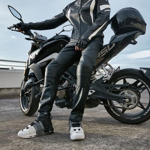 Men Pants Spring Autumn New Cycling Protective Gear European and American Real Suede Leather Pants Mens Korean Trend Plus Size