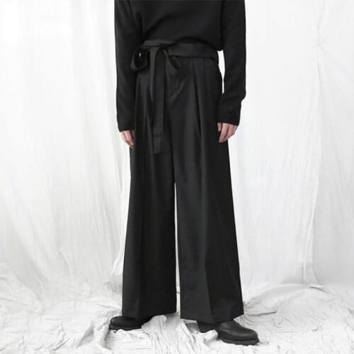 Mens casual pants trousers wide-leg pants high-waist dark mopping bell bottom pants