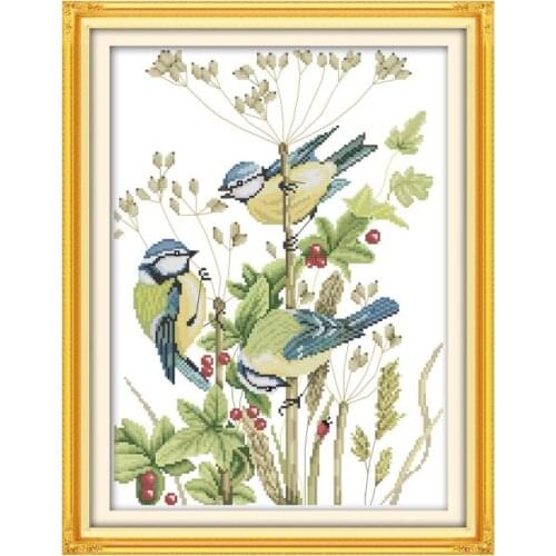 Three little birds 3 cross stitch kit aida 14ct 11ct count print canvas stitches embroidery DIY handmade needlework