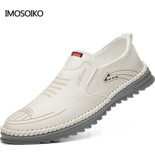 2021 Summer New Popular Mens Casual Shoes Soft Top Ox Tendon Sole Hand Sewn Breathable Driving Fashion White Sneakers