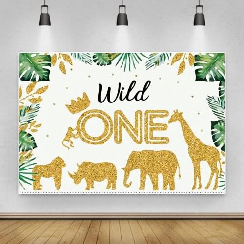 Newborn Baby 1st Birthday Party Jungle Forest Wild Animal Safari Photography Backdrop Glitters Photocall Background Photo Studio