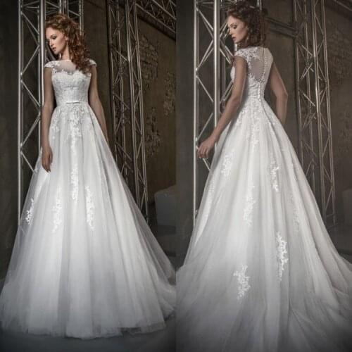 Wholesale vestido de noiva robe de mariee Cap Sleeve sleeveless Lace Appliqued bridal gown 2018 mother of the bride dresses