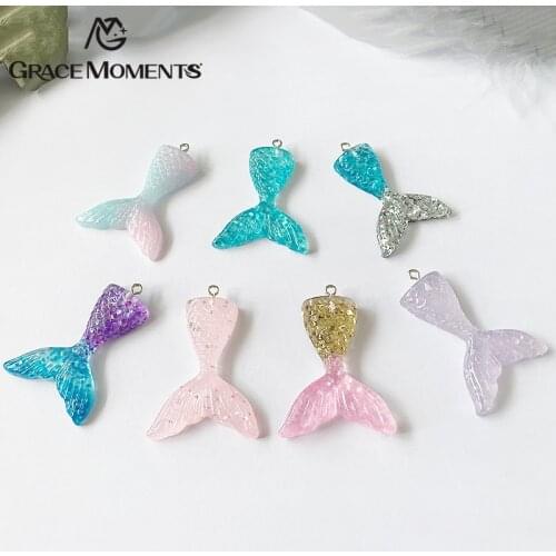 10pcs/lot HOT Sparkling Mermaid Pendant Resin Jewelry Fishtail Pendant DIY Earring Dangle Accessories for Necklace & Key Charm