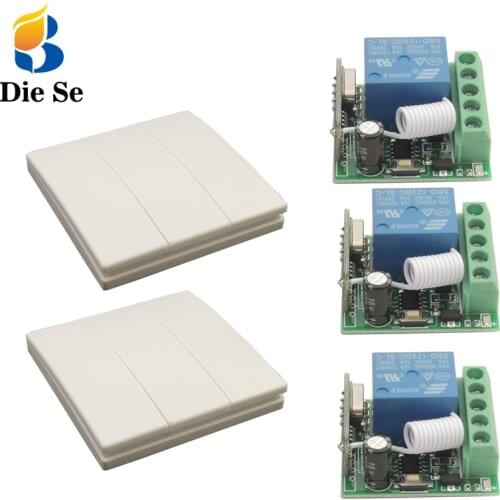 RF 433Mhz Universal Remote Control Switch 86 Wall Panel Switch DC 12V 1CH Relay Receiver for Lamp Light LED Bulb Home Appliance