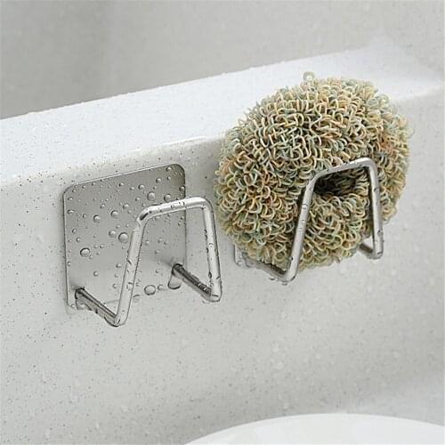 1PC Kitchen Stainless Steel Sponges Holder Self Adhesive Sink Drain Drying Rack Kitchen Sink Hooks Accessories Storage Organizer