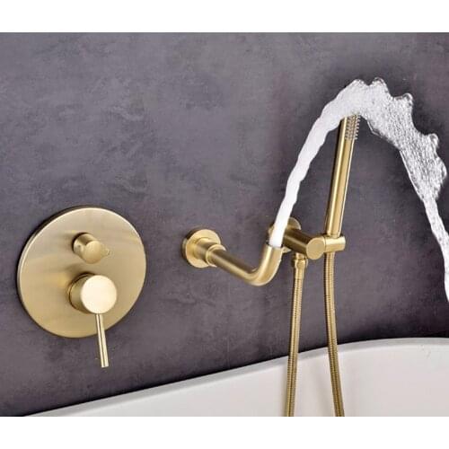 Senlesen Waterfall Bathtub Faucet Matte Black / Chrome Brass W/ Hand Shower Hot and Cold Water Mixer Tap Para Bathroom Shower