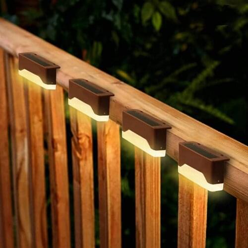 Solar Deck Lights Outdoor Light Sensor Waterproof Fence LED Lamp Lighting Patio Garden Pathway Walkway Security Lamps 4pcs