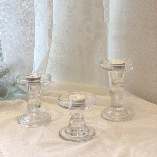 Glass Candle Holders Crystal Clear Candlesticks for Pillar Taper Candle and Tea Light Home Table Living Room Wedding Party Decor