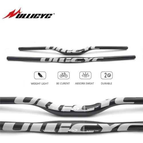 Ullicyc Full Carbon Fiber Handlebar 3K Bicycle MTB Handlebar Flat/Rise Silver Bike parts 31.8*600/620/640/660/680/700/720 CB186