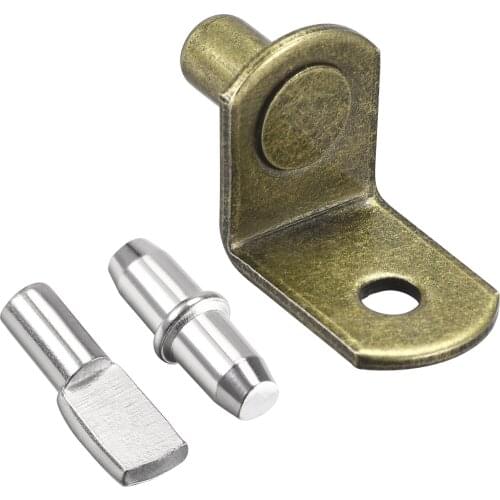 Uxcell Shelf Support Peg 3 Style Bracket Pegs 5mm 6mm Pin Bronze Tone with Hole 60pcs