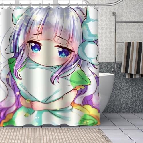 Anime Custom Waterproof Shower Curtains Kanna Kamui Curtain Bathroom Waterproof Polyester Curtains For Bathroom With Hoo