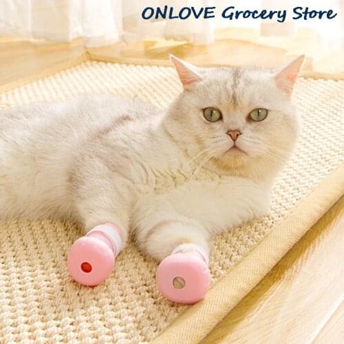 Anti-biting Bath Washing Cat Claw Cover Cut Nails Foot Cover Pet Paw Protector for Anti-Scratch Cat Shoes Boots Adjustable